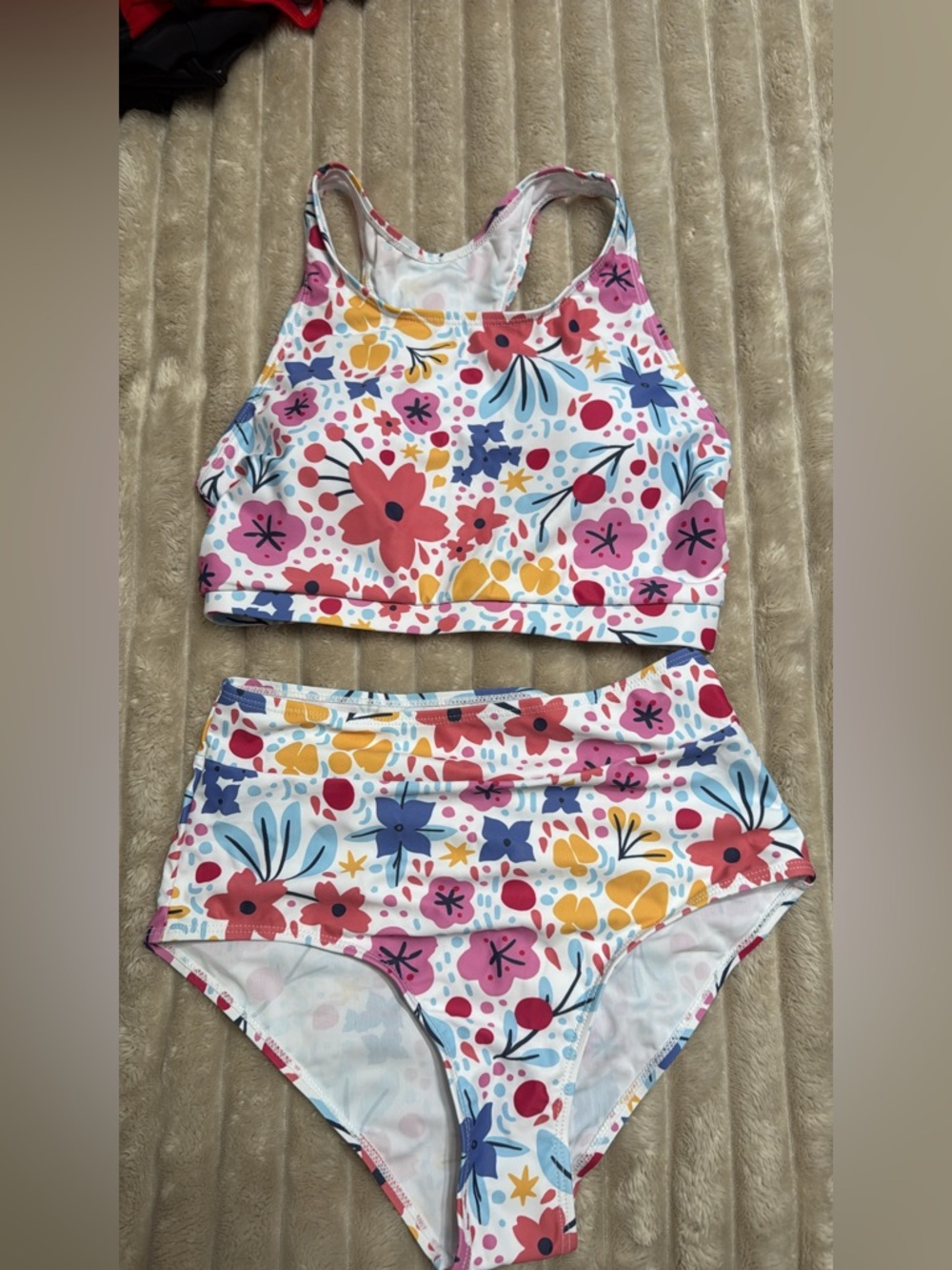 Xs Floral High-Waist Bikini Set - Pink, Yellow & Blue